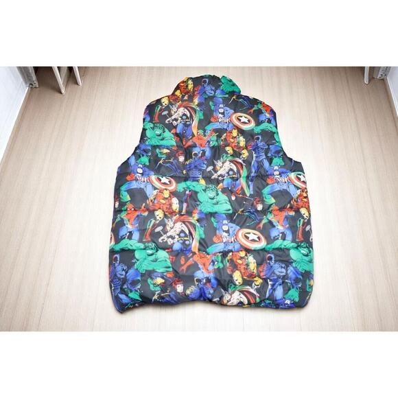 Marvel x H&M Kids Puffer Vest – Size 8-10 – Superhero Print – Black Multicolor - Picture 7 of 11